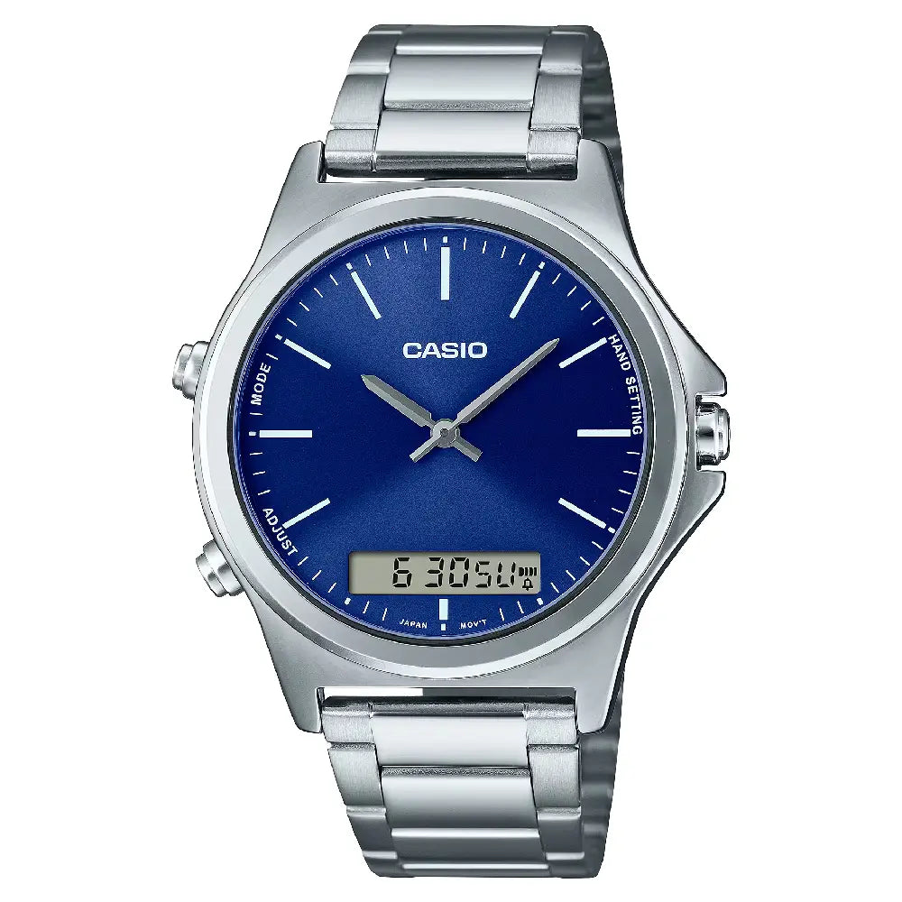 Casio Enticer Analog-Digital MTP-VC01D-2EUDF Blue Dial Stainless Steel Men's Watch