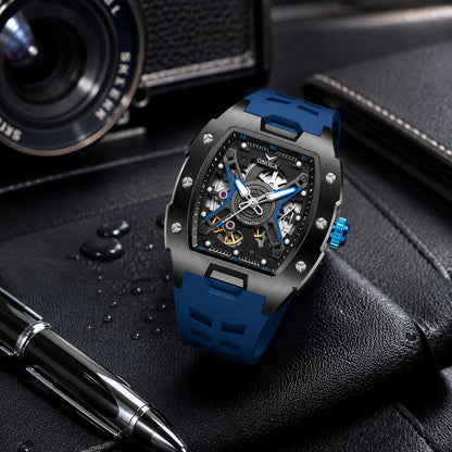 ONOLA Skeleton Automatic Watch for Men | Waterproof Silicone Strap
