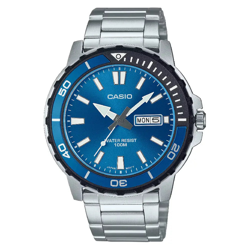 Casio Collection Analog MTD-125D-2A1VDF Blue Dial Stainless Steel Men's Watch