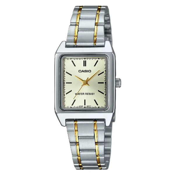 Casio Classic Analog Rectangular LTP-V007SG-9EUDF Gold Dial 22mm Two-Tone Stainless Steel Women's Watch