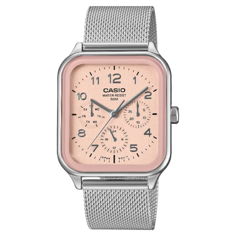 Casio Classic Analog Multi-Dial MTP-M306M-4A Pink Dial 40mm Stainless Steel Men's Watch
