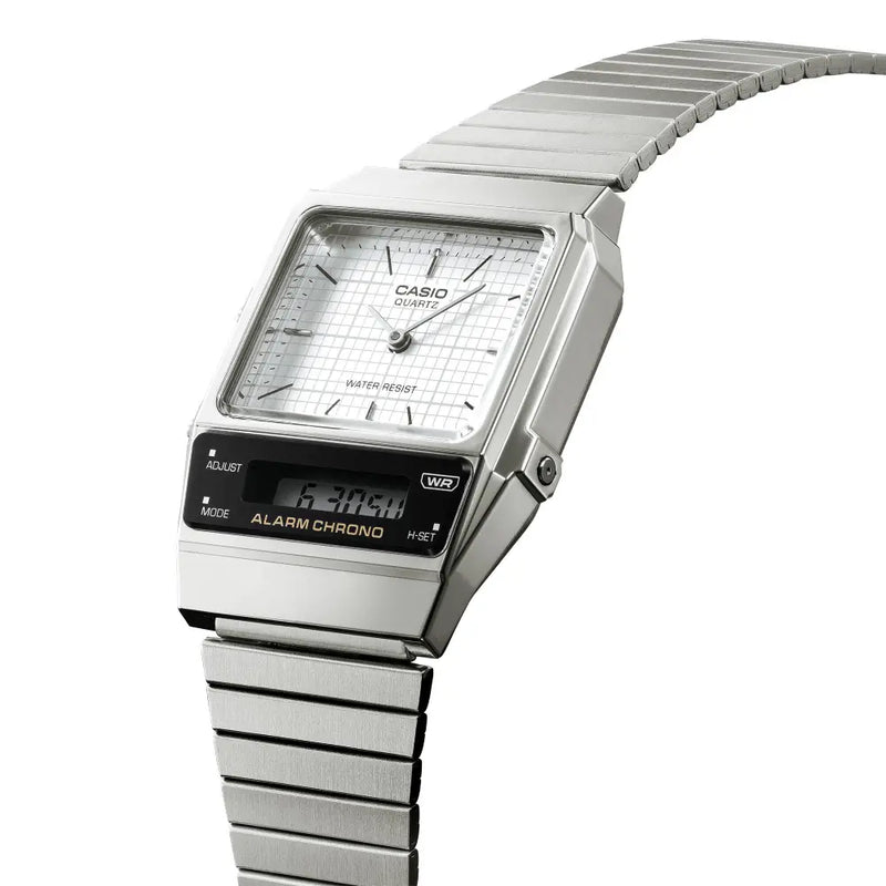 Casio Analog-Digital AQ-800E-7ADF White Dial Stainless Steel Unisex Watch detail view