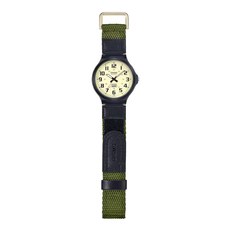 Casio Standard Analog MW-240B-3BVDF Beige Dial Nylon strap Men's Watch detail view