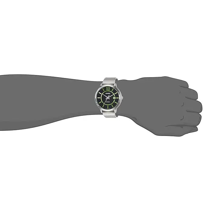 Casio Enticer MTP-E134D-1BVDF Date Analog Black Dial Stainless Steel Men's Watch detail view