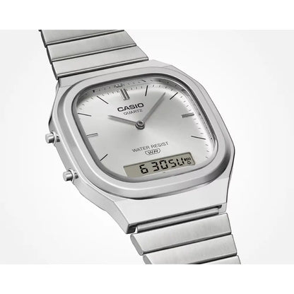 Casio Analog-Digital Vintage AQ-240E-7ADF Silver Dial Stainless Steel Men's Watch