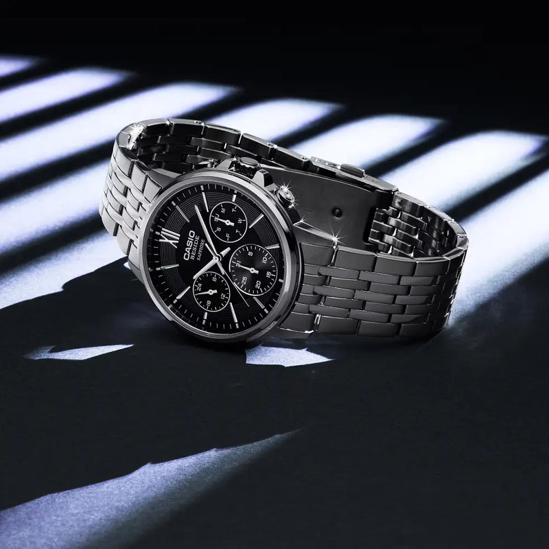 Casio Beside Sapphire Multi-Hand BMS-300D-1A Black Dial 40.7mm Stainless Steel Men's Watch detail view