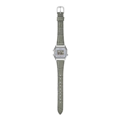 Casio Vintage LA680WEL-8A2 Silver Dial Digital 28.6mm Leather Strap Women's Watch