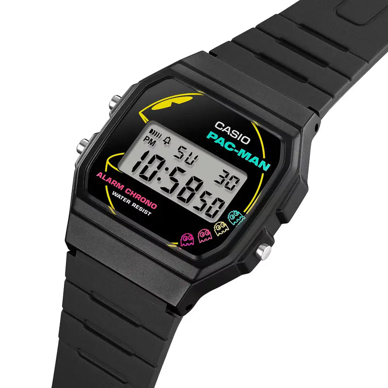 Casio Vintage F-91WPC-1ADR Pac-Man Edition Digital Black Dial Resin Strap Unisex Watch detail view