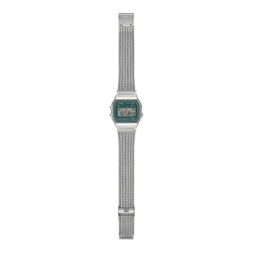 Casio Vintage "Mirror Green" A158WEM-3D Digital Green Dial 33mm Stainless Steel Watch