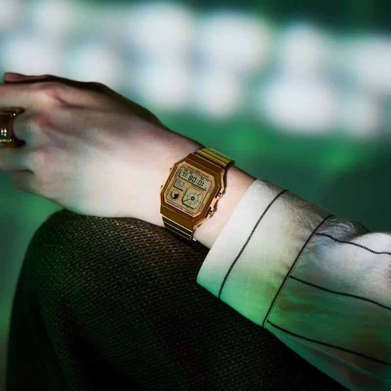 Casio Vintage Digital A130WEG-9ADF Gold Dial Stainless Steel Unisex Watch detail view