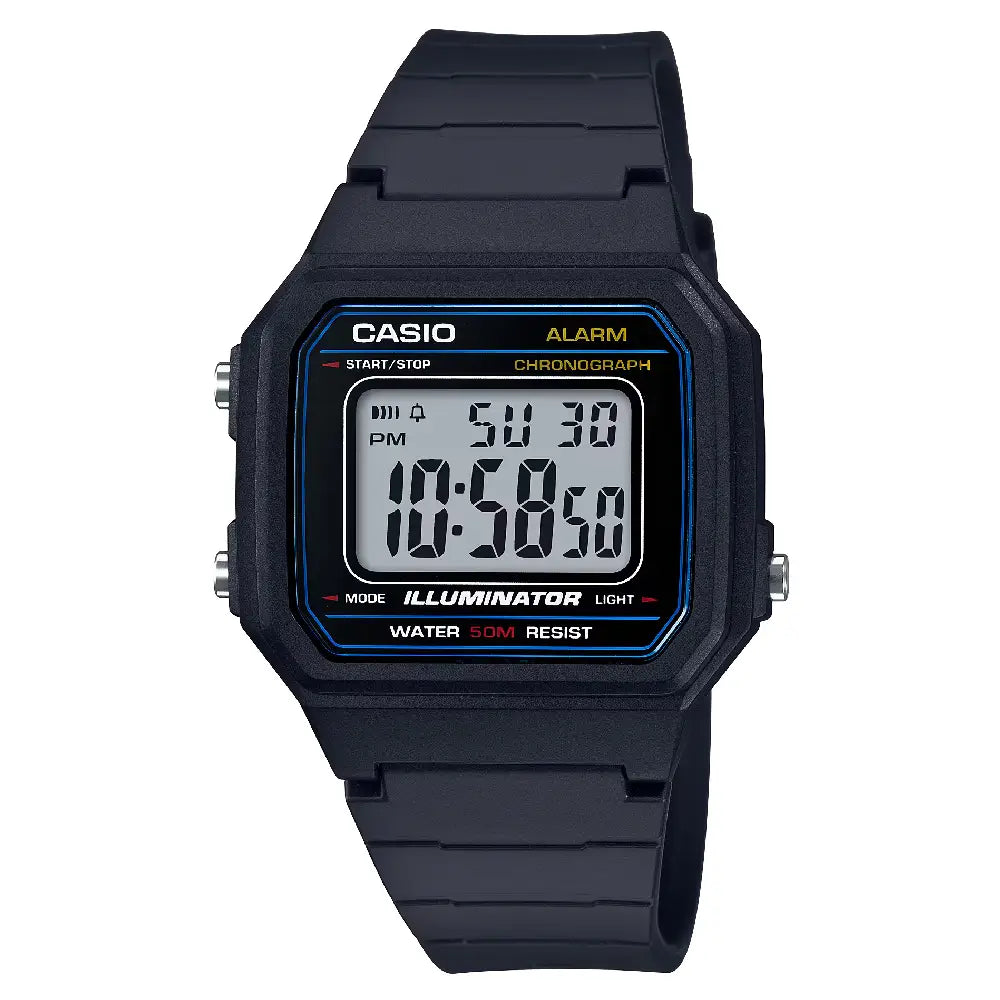 Casio Digital W-217H-1AVDF Black Display Dial Resin Strap Men's Watch