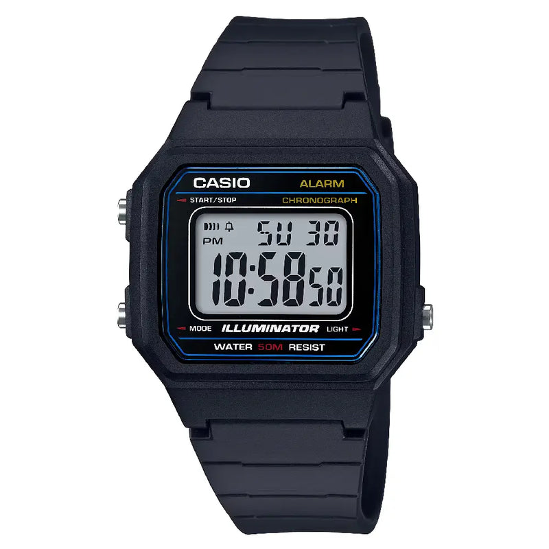 Casio Digital W-217H-1AVDF Black Display Dial Resin Strap Men's Watch