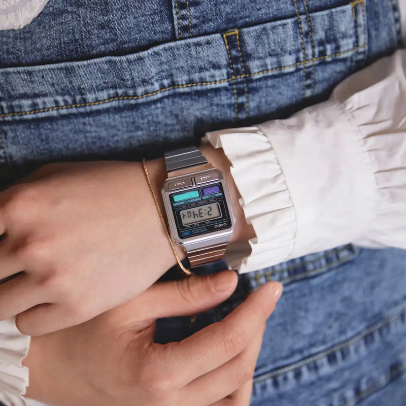 Casio Vintage Digital  A120WE-1A Multi-Function Black Dial 33.5mm Stainless Steel Unisex Watch detail view
