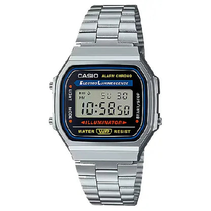 Casio Vintage Digital A168WA-1WDF Black Dial Stainless Steel Unisex Watch