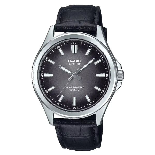 Casio Standard MTS-RS100L-1AVDF Tough Solar Analog Black Dial Leather Strap Men's Watch