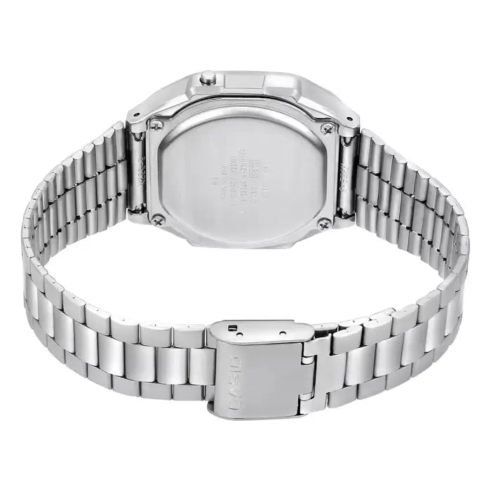 Casio Vintage Digital A168WA-1WDF Black Dial Stainless Steel Unisex Watch detail view