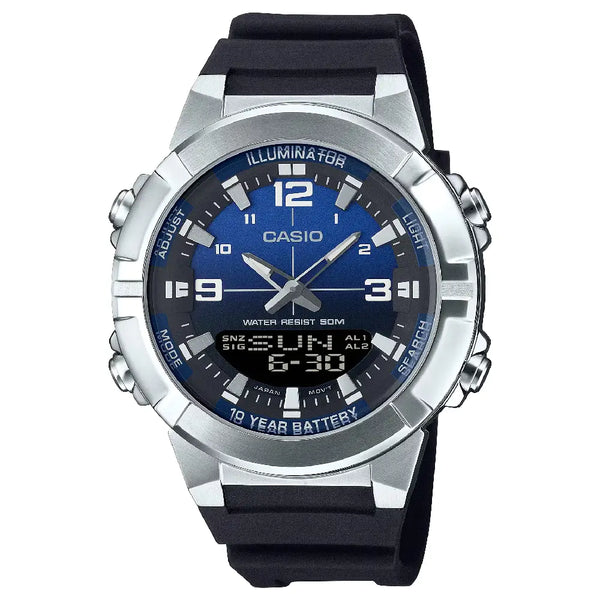 Casio Standard Analog-Digital AMW-870A-2A Blue Dial 44mm Resin Strap Men's Watch