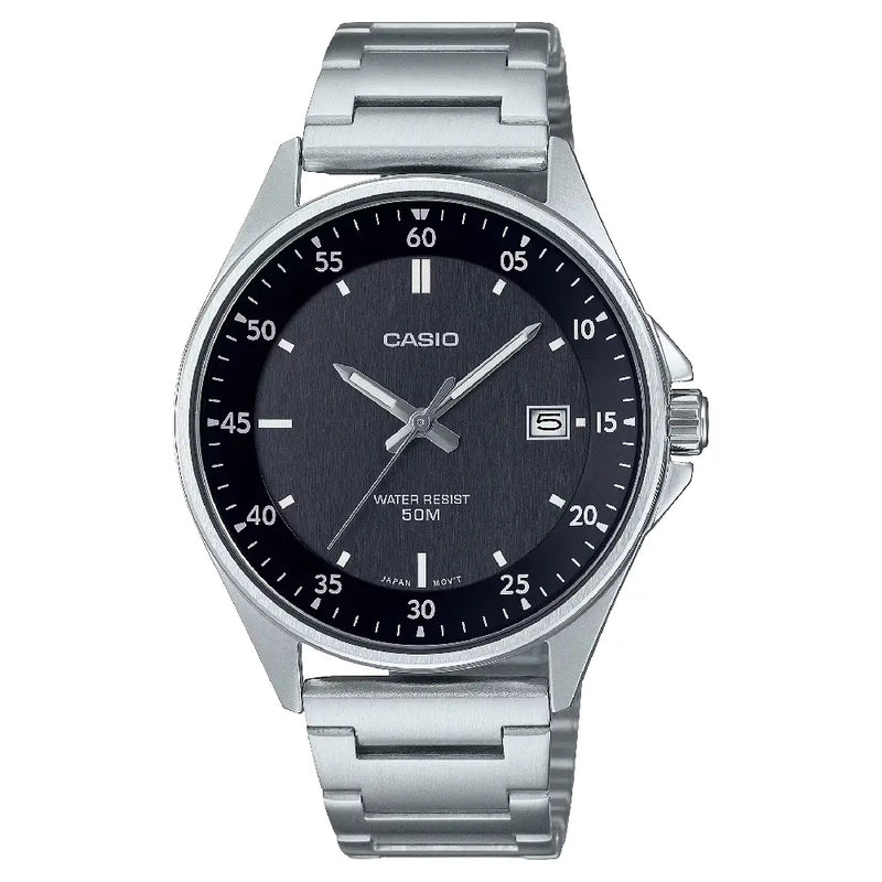Casio Enticer MTP-E705D-1EVDF Date Analog Black Dial Stainless Steel Men's Watch