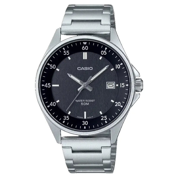 Casio Enticer MTP-E705D-1EVDF Date Analog Black Dial Stainless Steel Men's Watch