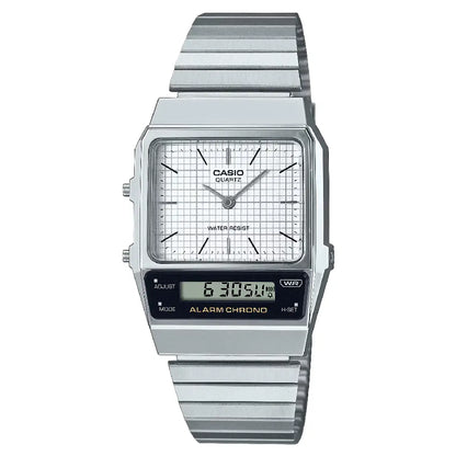 Casio Analog-Digital AQ-800E-7ADF White Dial Stainless Steel Unisex Watch