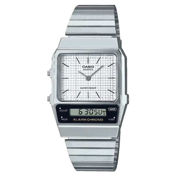 Casio Analog-Digital AQ-800E-7ADF White Dial Stainless Steel Unisex Watch