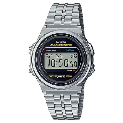 Casio Vintage Digital A171WE-1ADF Black Dial Stainless Steel Unisex Watch