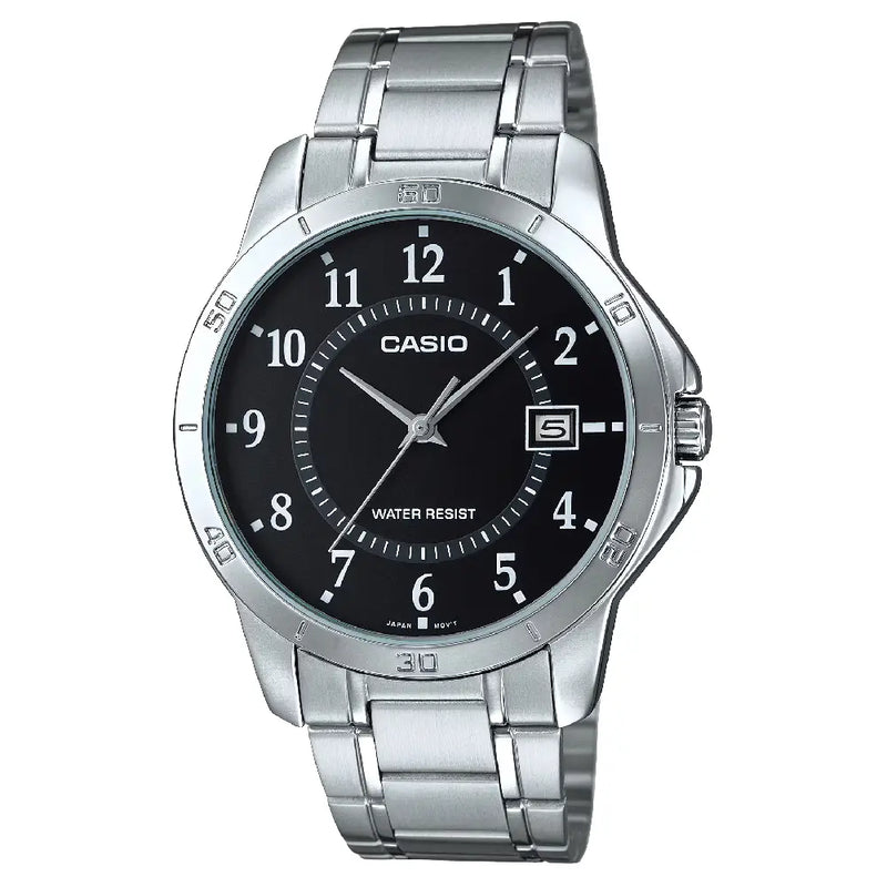 Casio Enticer MTP-V004D-1BUDF Date Analog Black Dial Stainless Steel Men's Watch