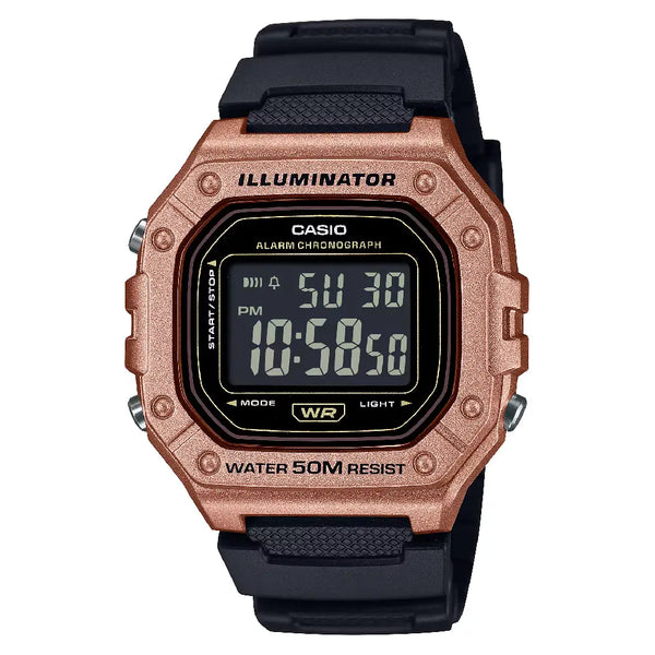 Casio Digital W-218HM-5BVDF Black Display Dial Resin Strap Men's Watch