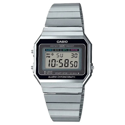 Casio Vintage Digital Slim A700W-1ADF Black Dial 35.5mm Stainless Steel Unisex Watch