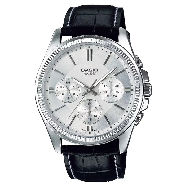 Casio Collection Analog MTP-1375L-7AVDF Silver Dial Leather Strap Men's Watch