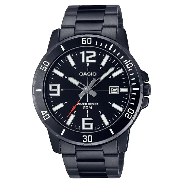 Casio Enticer MTP-VD01B-1BVUDF Date Analog Black Dial Stainless Steel Men's Watch