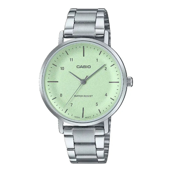 Casio Enticer Ladies Analog LTP-VT03D-3BDF Green Dial Stainless Steel Women's Watch