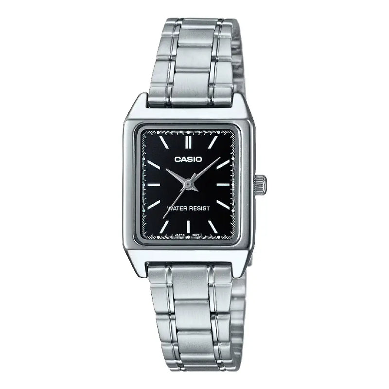 Casio Enticer Ladies Analog LTP-V007D-1EUDF Black Dial Stainless Steel Women's Watch