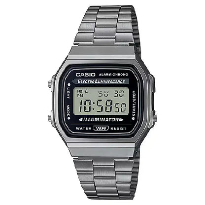 Casio Vintage Digital A168WGG-1ADF Black Dial Stainless Steel Unisex Watch