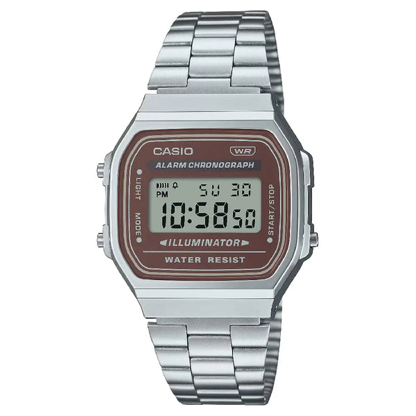 Casio Vintage Digital A168WA-5AYDF Brown Dial Stainless Steel Unisex Watch
