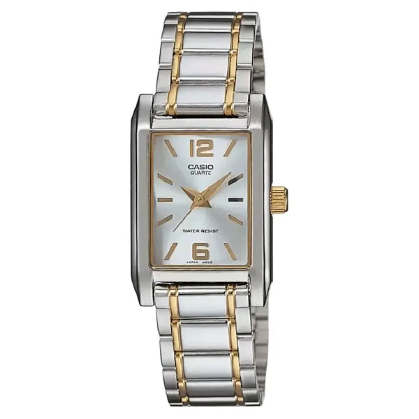 Casio Classic Analog Rectangular LTP-1235SG-7ADF Silver Dial Two-Tone Stainless Steel Women's Watch