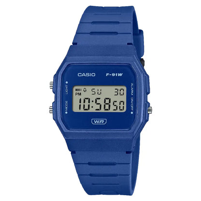 Casio Vintage Digital "Minimalist" F-91WB-2A1 Blue Digital Dial 35.2mm Resin Strap Unisex Watch