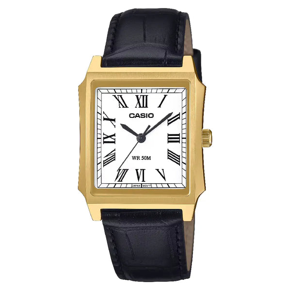 Casio Collection Analog MTP-B190GL-7BVDF White Dial Leather Strap Men's Watch