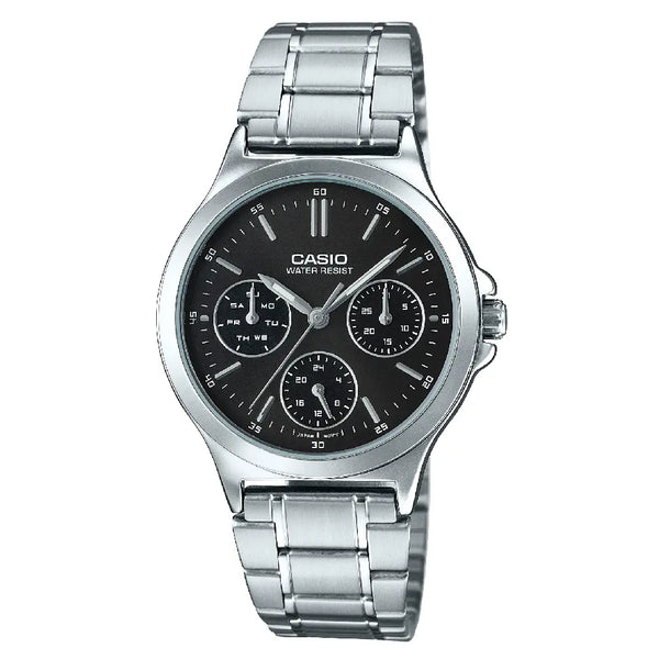 Casio Enticer Analog Multi-Dial LTP-V300D-1AUDF Black Dial 33.2mm Stainless Steel Women's Watch