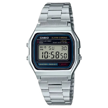 Casio Vintage Digital A158WA-1DF Black Dial Stainless Steel Unisex Watch