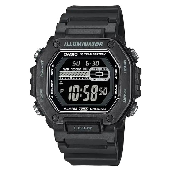 Casio Digital MWD-110HB-1BVDF Black Display Dial Resin Strap Men's Watch