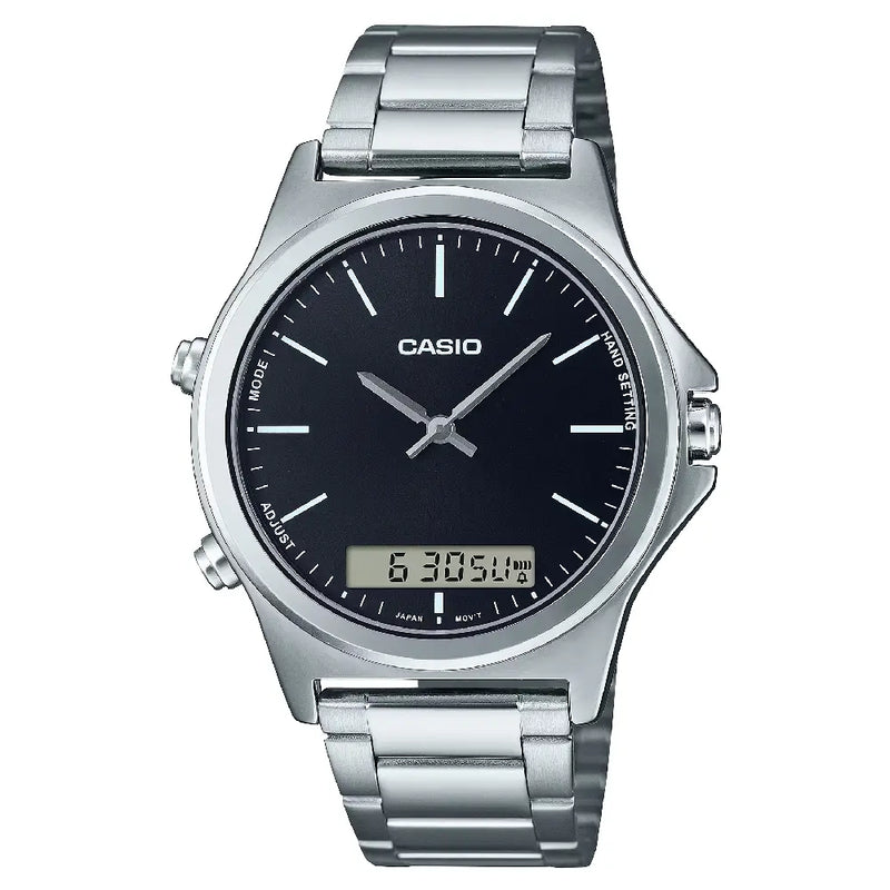 Casio Enticer MTP-VC01D-1EUDF Analog Digital Black Dial Stainless Steel Men's Watch