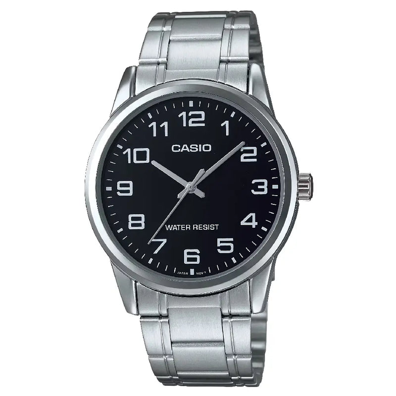 Casio Enticer MTP-V001D-1BUDF Classic Analog Black Dial Stainless Steel Men's Watch