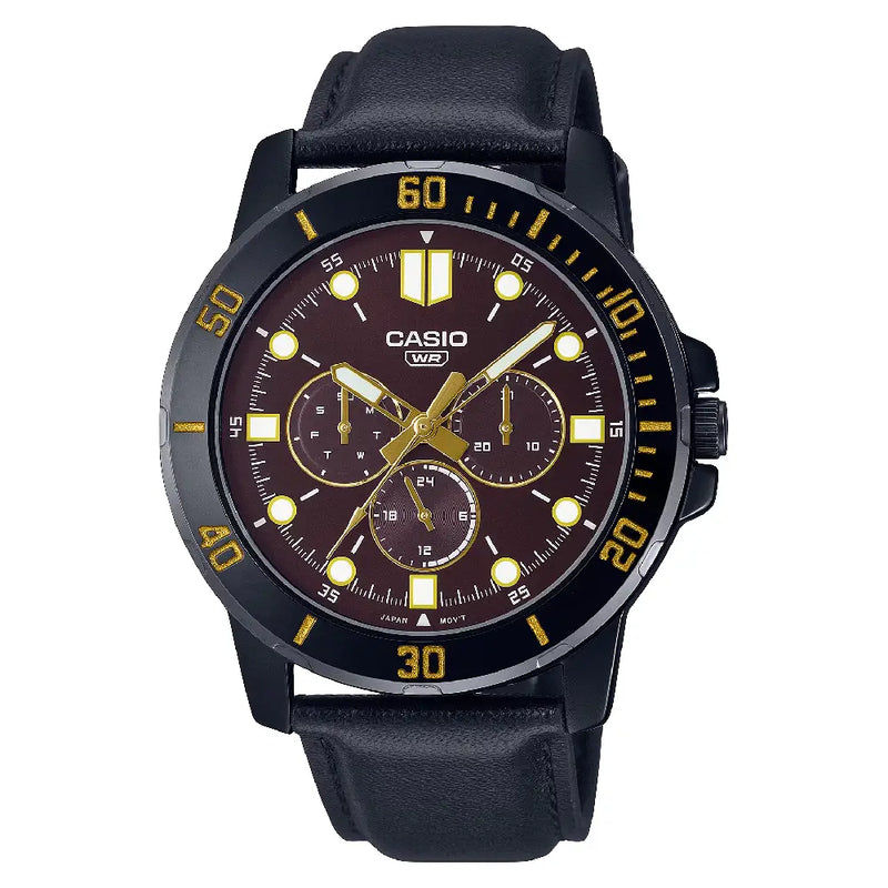 Casio Enticer MTP-VD300BL-5E Brown Dial 45mm Leather Strap Men's Watch